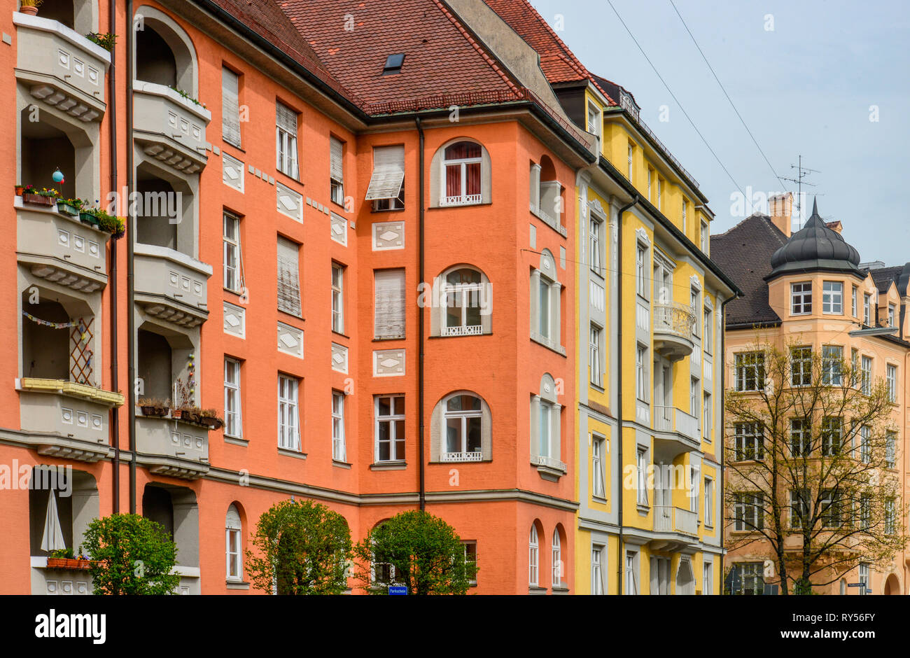 Altbauten, Clemensstrasse, Schwabing, Muenchen, Bayern, Deutschland