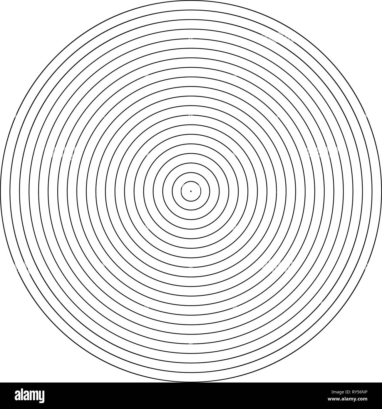 Concentric circle element. Black and white color ring. Abstract vector ...