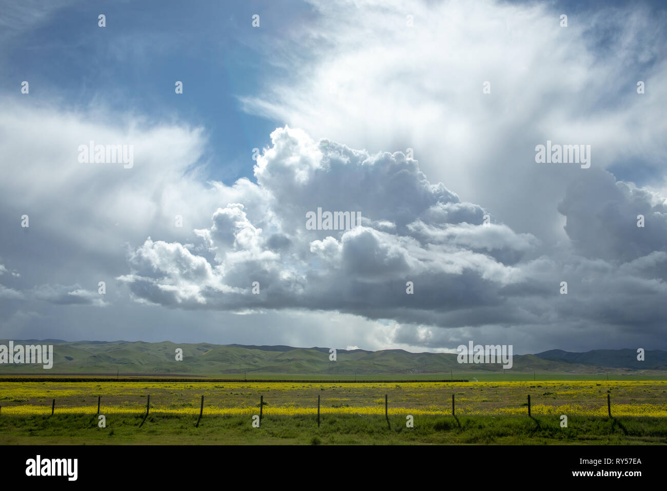 Cloudy and blue sky in Central California Stock Photo