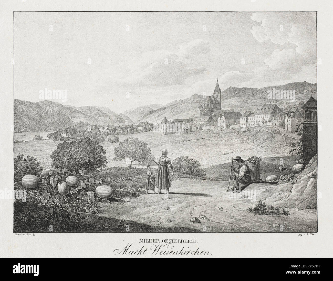 Nieder-oesterreich, Markt Weisenkirchen. Jakob Alt (Austrian, 1789-1872). Lithograph Stock Photo