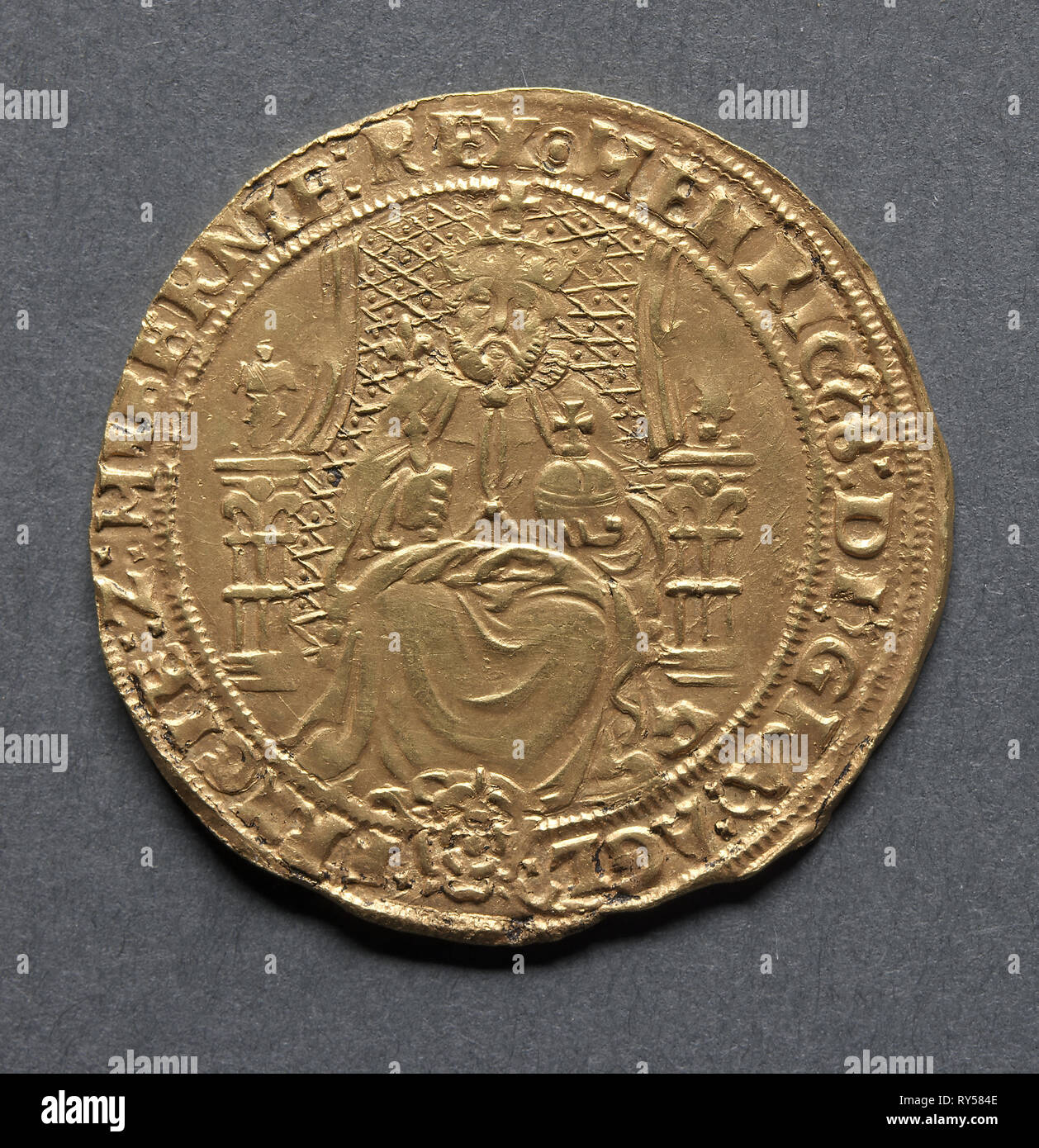 Half Sovereign, 1544-1547. England, Henry VIII, 1509-1547. Gold Stock Photo