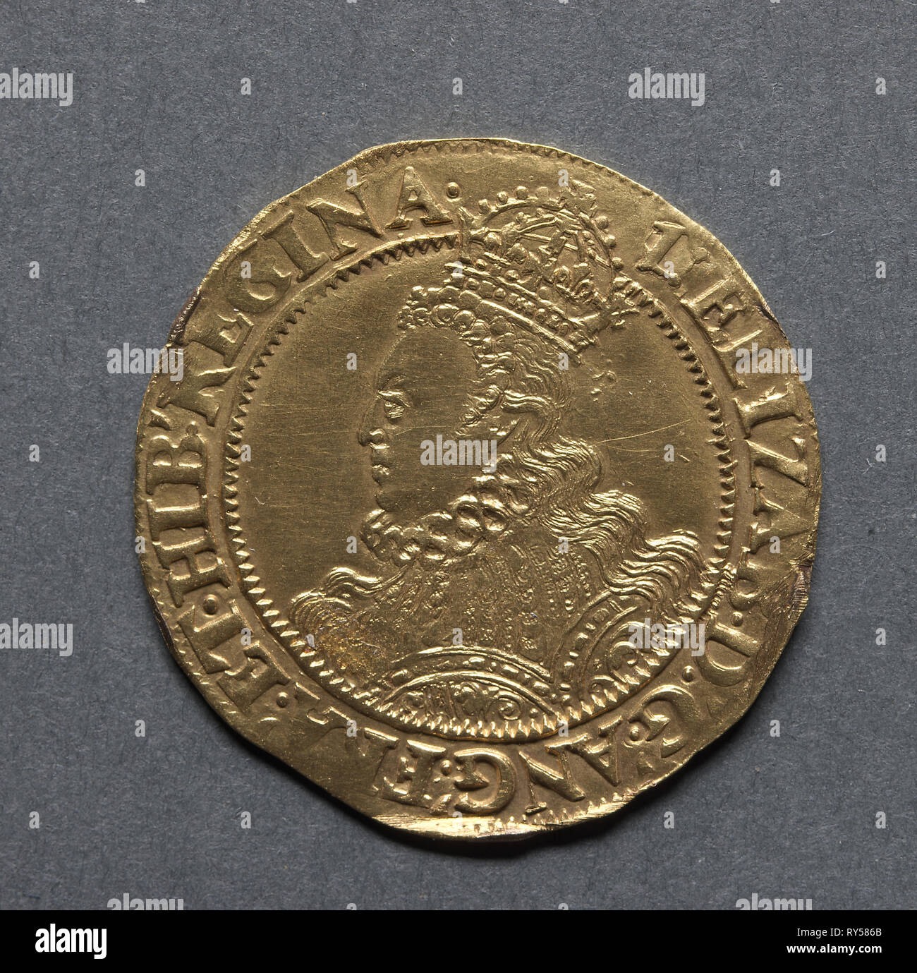 Half Pound (obverse), 1601. England, Elizabeth I, 1558-1603. Gold Stock Photo