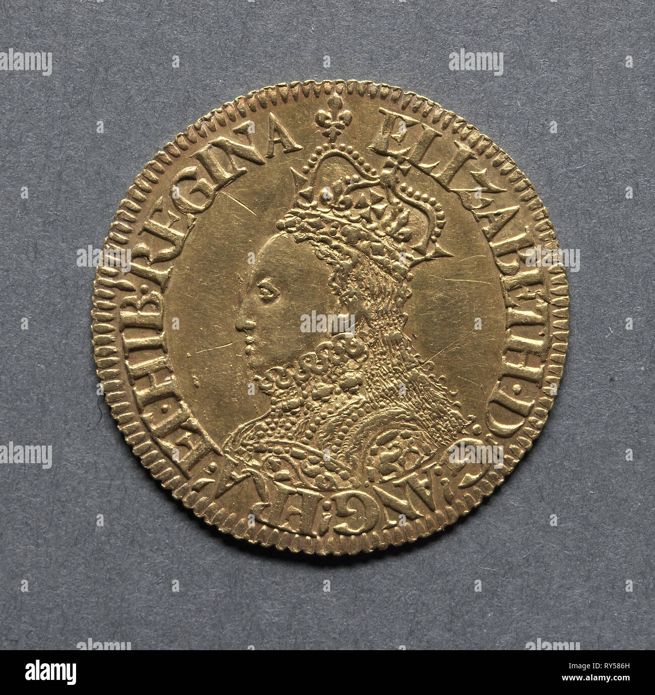 Half Pound , 1558-1560. England, Elizabeth I, 1558-1603. Gold Stock Photo
