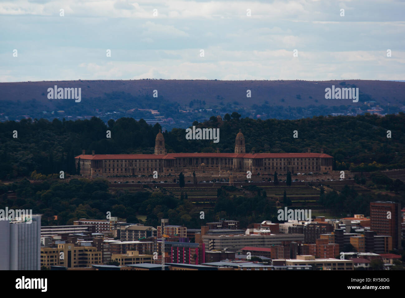 The Union Buildings Of South Africa Overlooking The Capital Of Pretoria Stock Photo