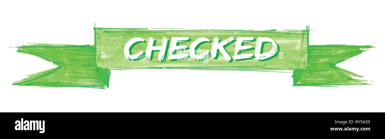 checked hand painted ribbon sign Stock Vector