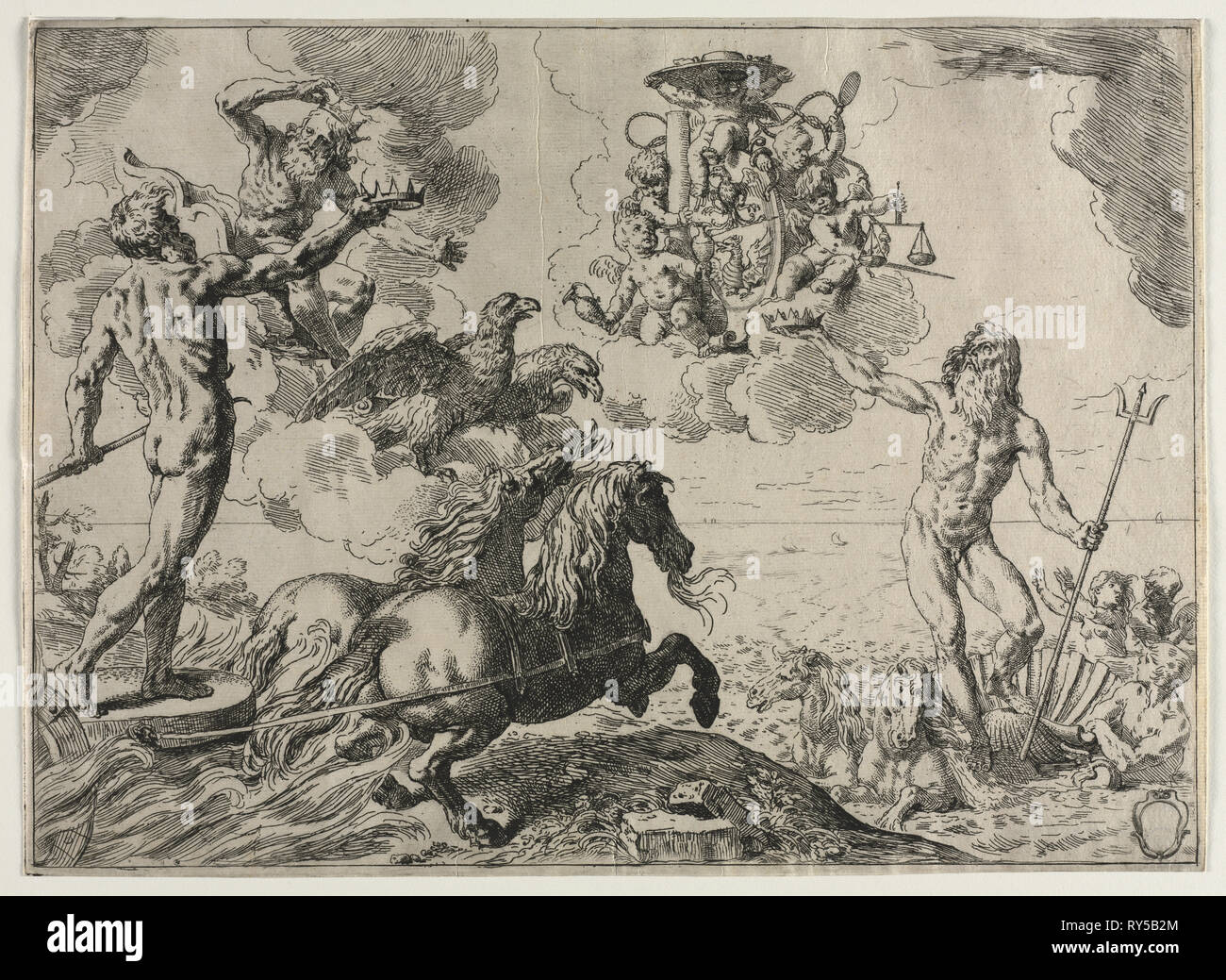 The 'Quos Ego'. Simone Cantarini (Italian, 1612-1648). Etching Stock Photo