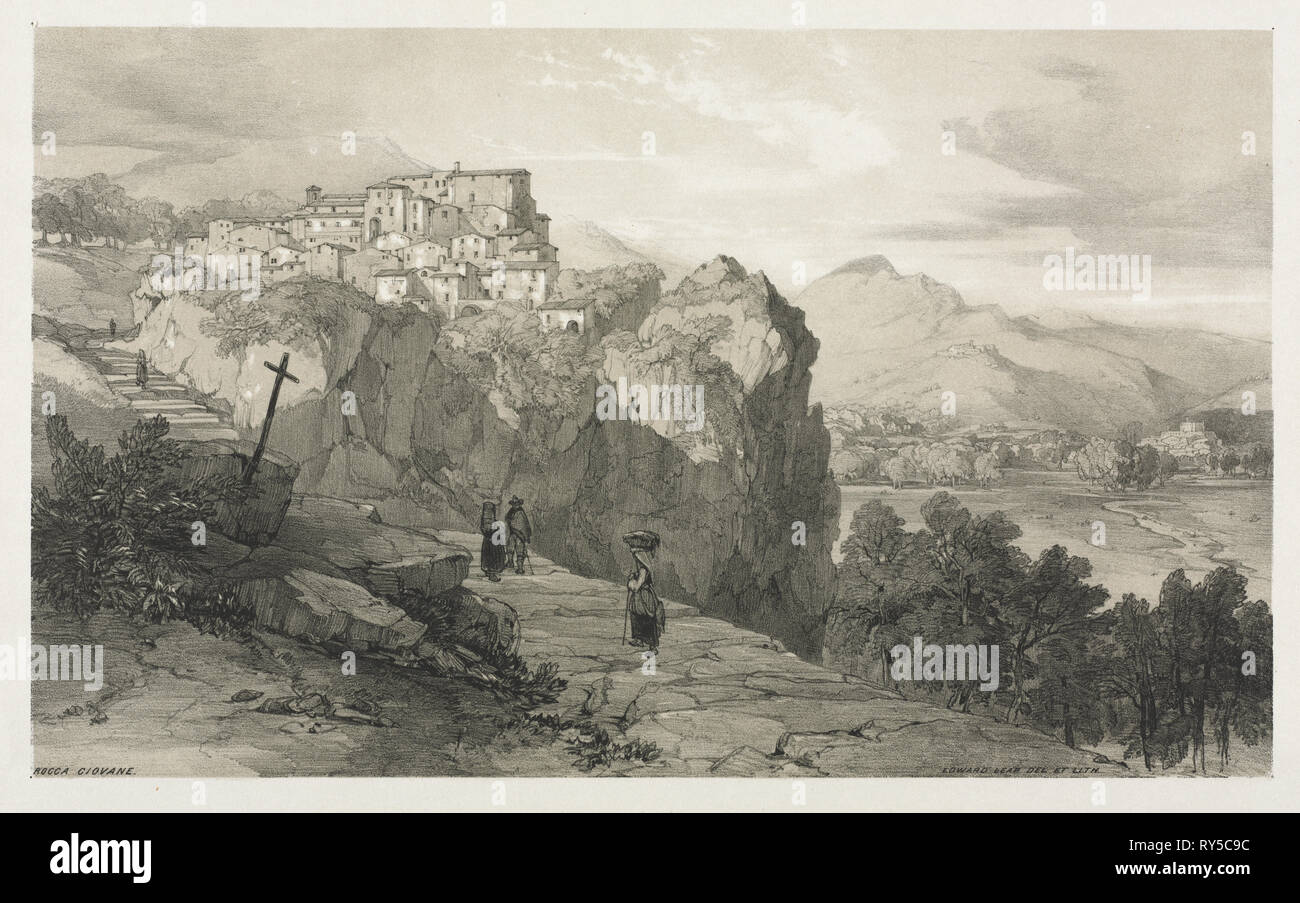 Rocca Giovane. Edward Lear (British, 1812-1888). Lithograph Stock Photo
