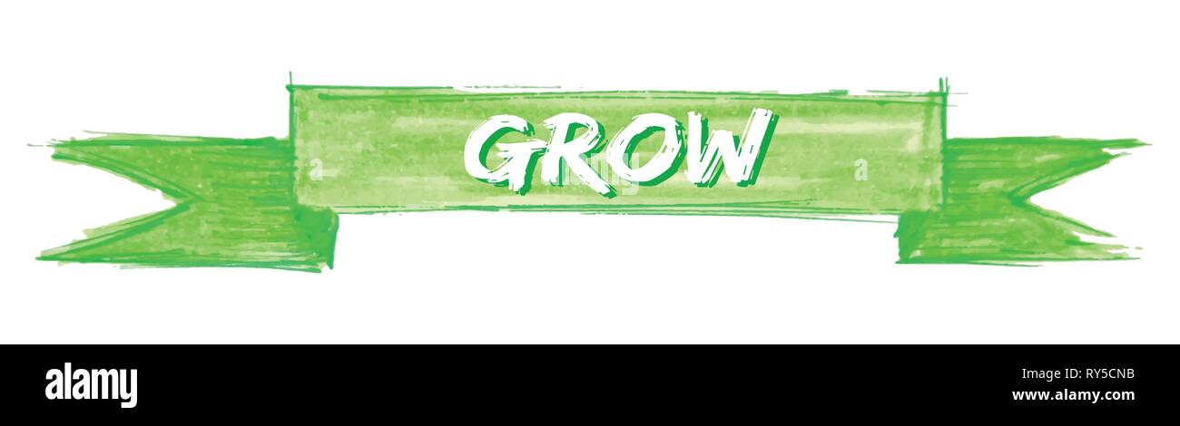 Grow. Sign Color grow hand painted ribbon sign Stock Vector Image & Art - Alamy