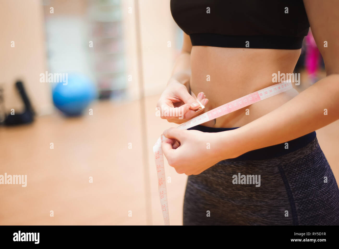 Slim Woman Measuring Waist with Tape Measure Stock Image - Image of beauty,  fitness: 37824873