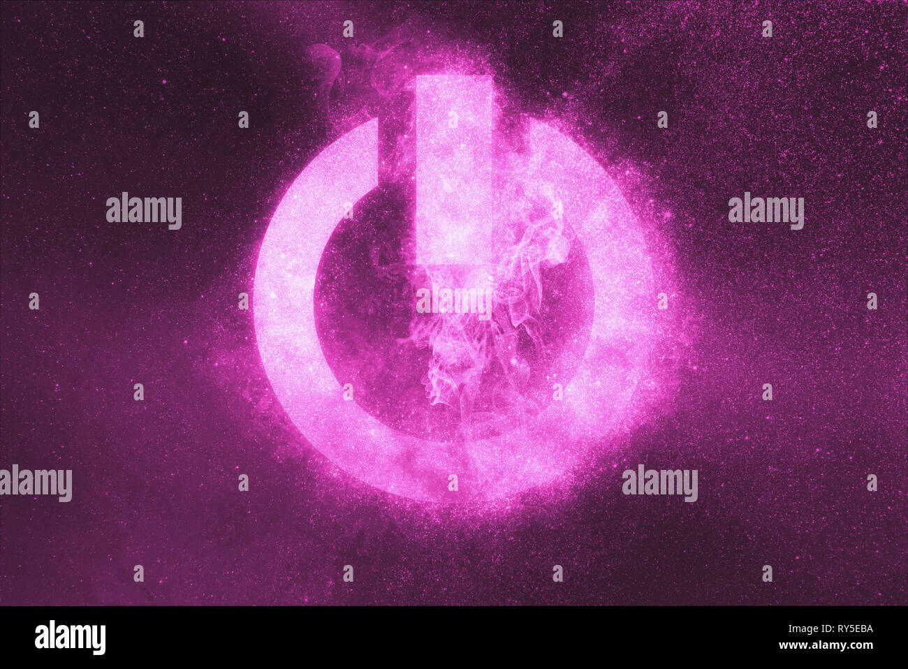 Power button sign, Power Button symbol. Abstract night sky background