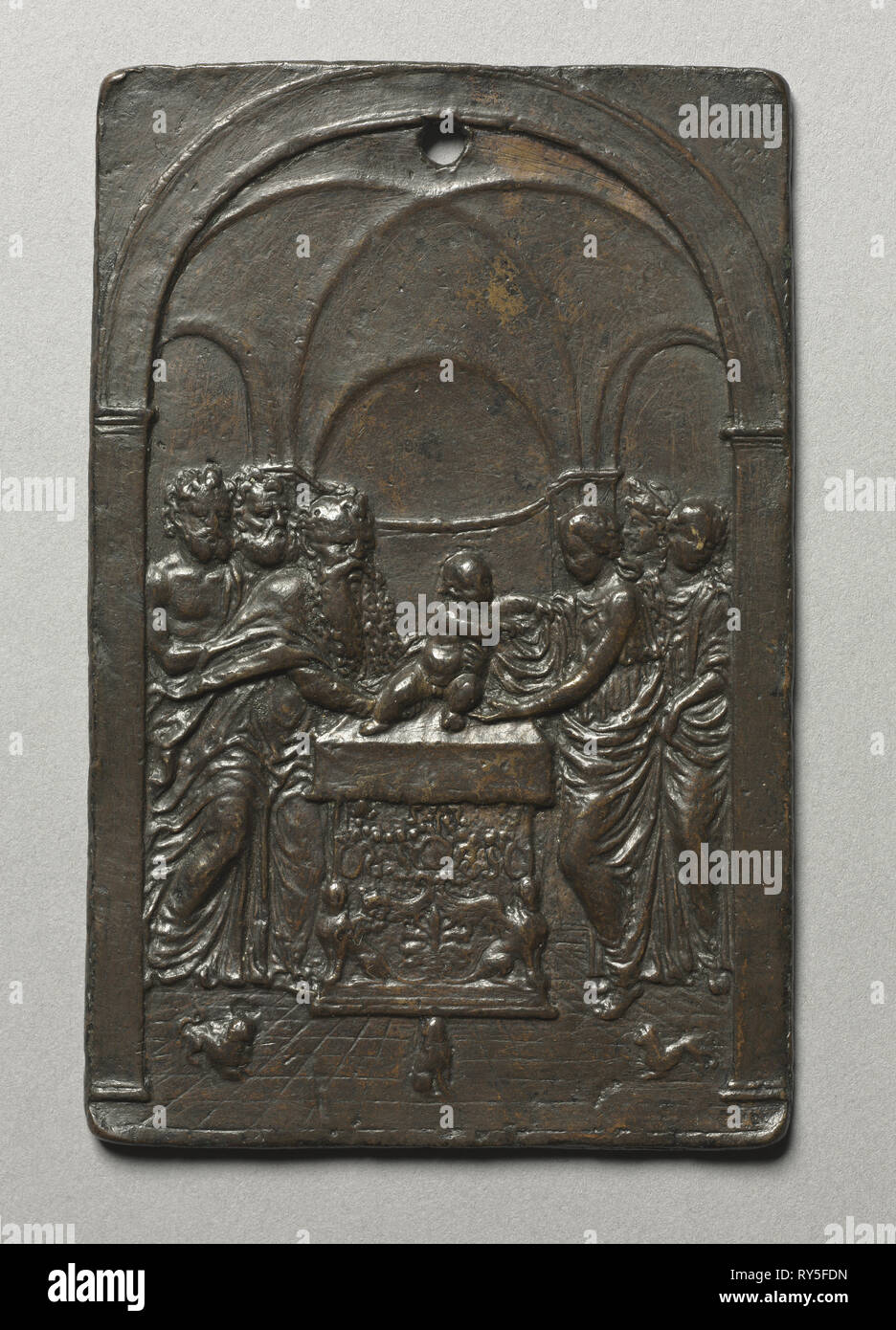 Presentation in the Temple, c. 1505. Moderno (Italian, 1467-1528). Bronze; overall: 9.9 x 6.4 cm (3 7/8 x 2 1/2 in Stock Photo