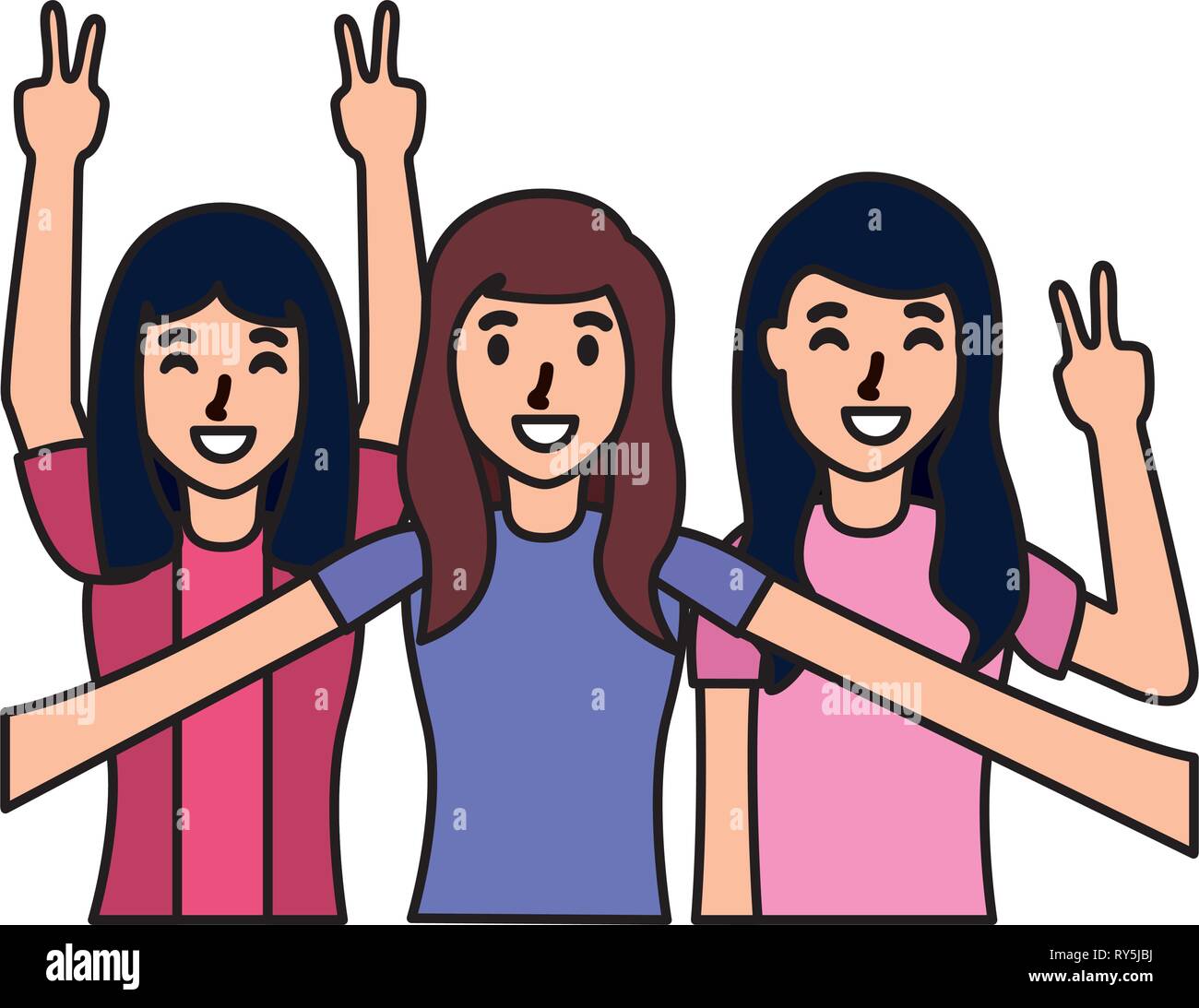 three women posing portrait Stock Vector Image & Art - Alamy