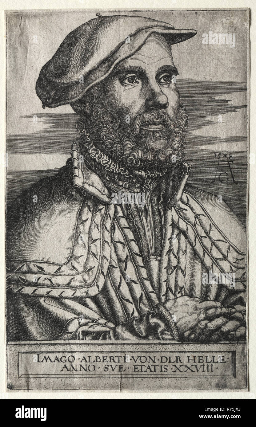 Albert van der Helle, 1538. Heinrich Aldegrever (German, 1502-1555/61). Engraving Stock Photo