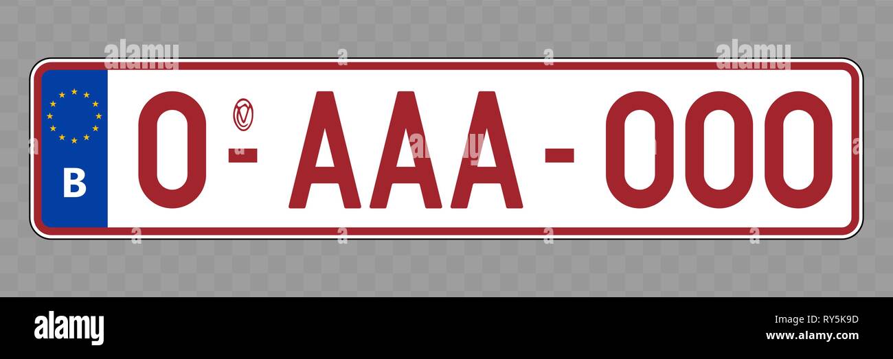 Number plate. Vehicle registration plates of Belgium Stock Vector Image