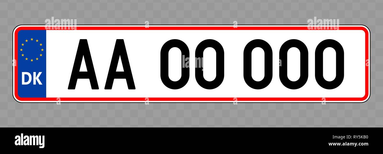 Number plate. Vehicle registration plates of Denmark Stock Vector Image &  Art - Alamy