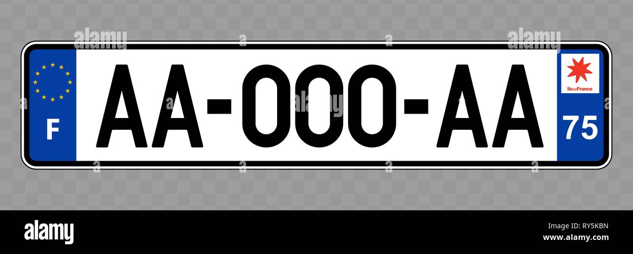 Number plate. Vehicle registration plates of France Stock Vector