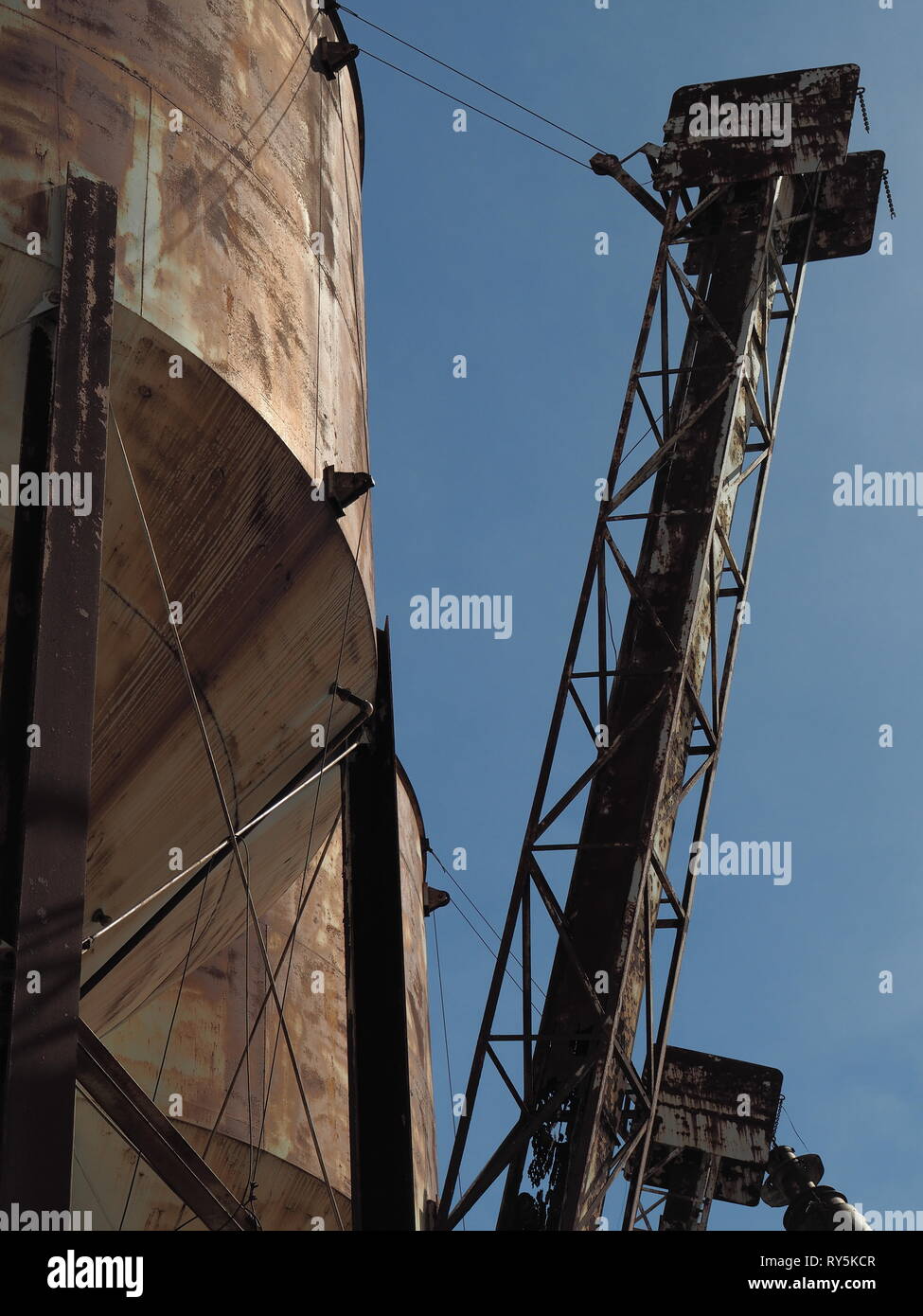 Bulk material's  Barge Loading elevator with sky background Stock Photo