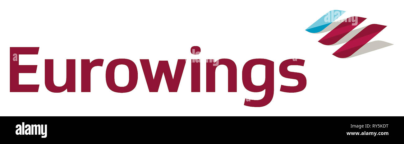 Logo of the German airline Eurowings with seat in Duesseldorf and subsidiary of the Lufthansa Group - Germany. Stock Photo