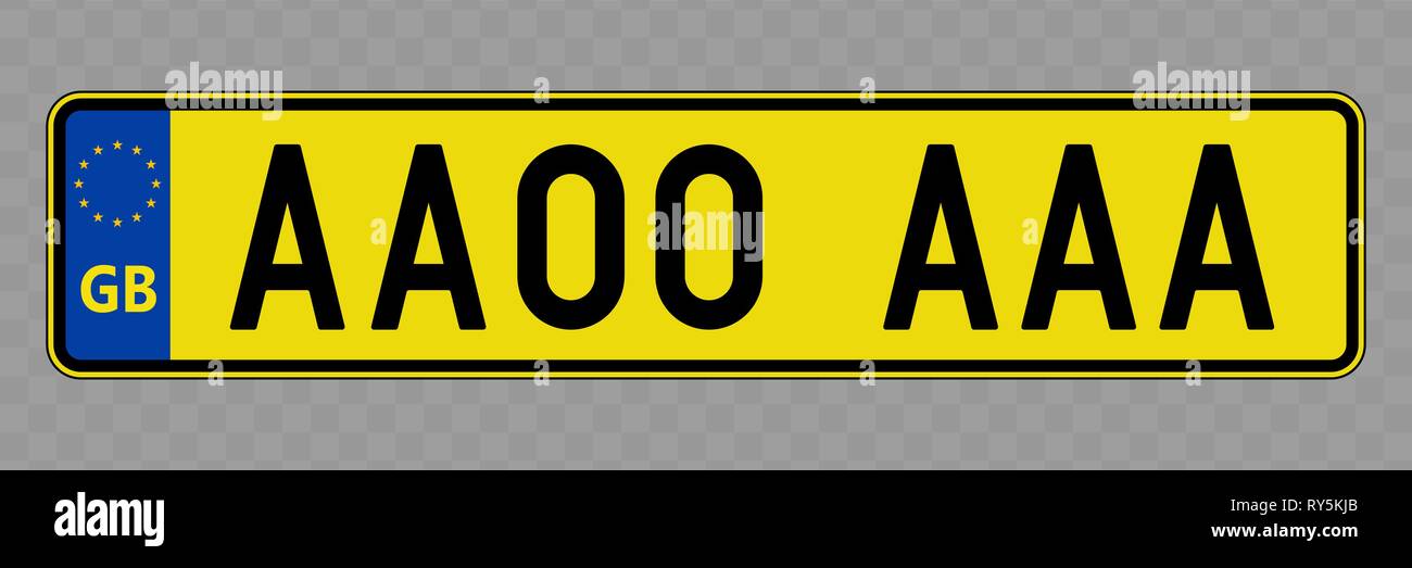Number plate. Vehicle registration plates of United Kingdom Stock