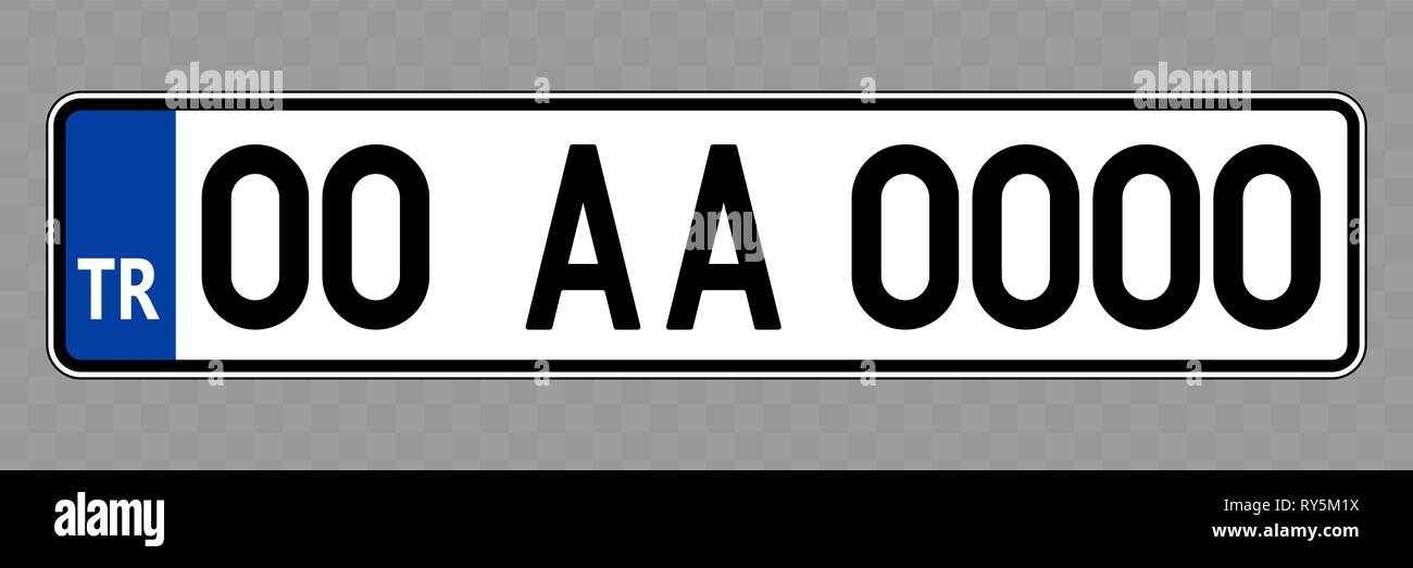 Number plate. Vehicle registration plates of Turkey Stock Vector Image