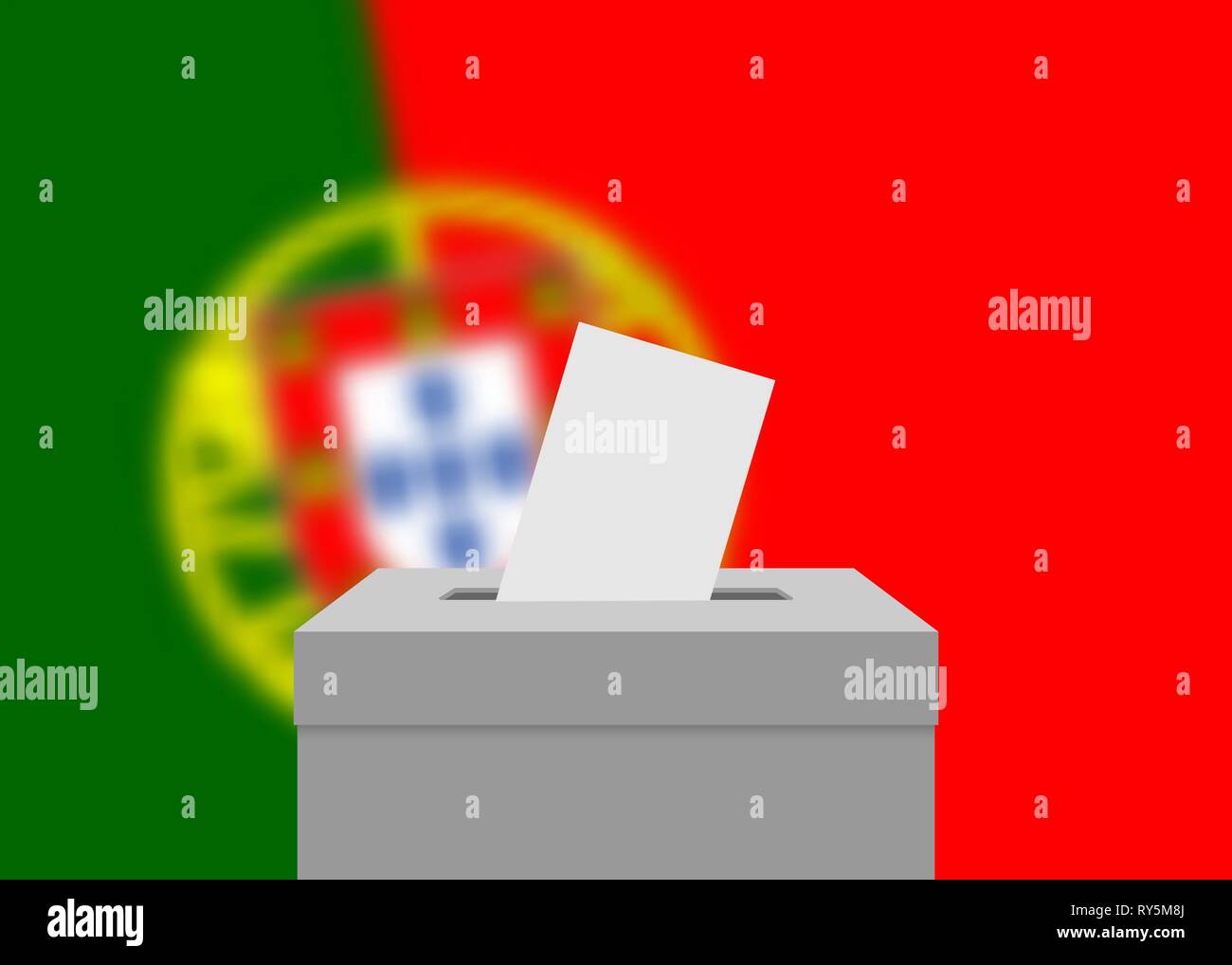 Portugal Election Banner Background Ballot Box With Blurred Flag