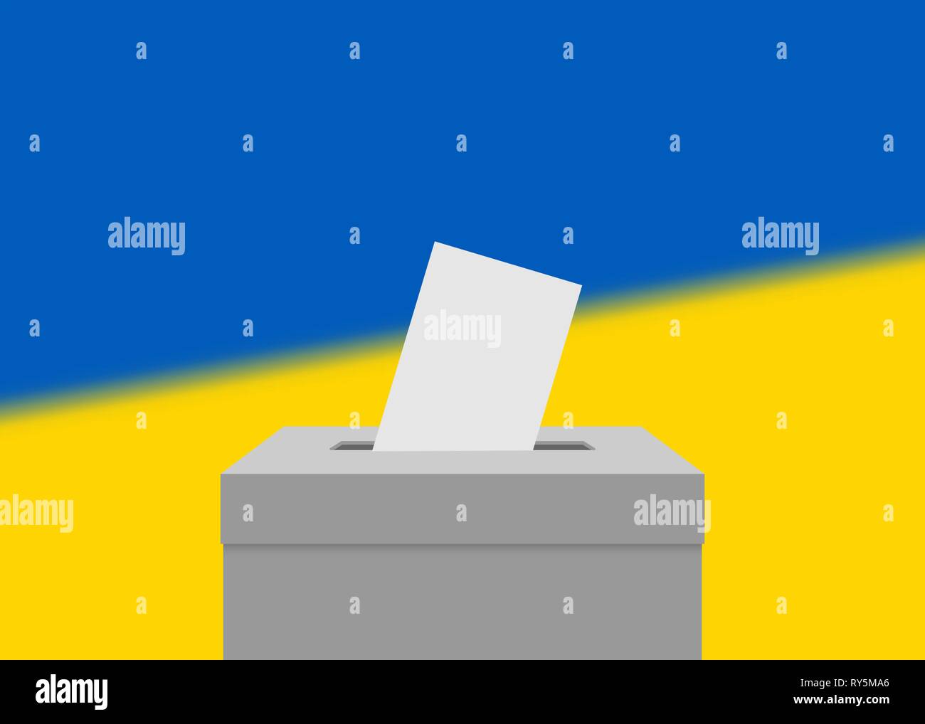 Ukraine Election Banner Background Ballot Box With Blurred Flag