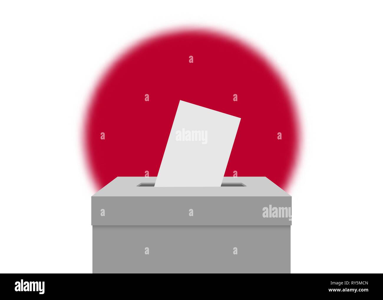 Japan Election Banner Background Ballot Box With Blurred Flag