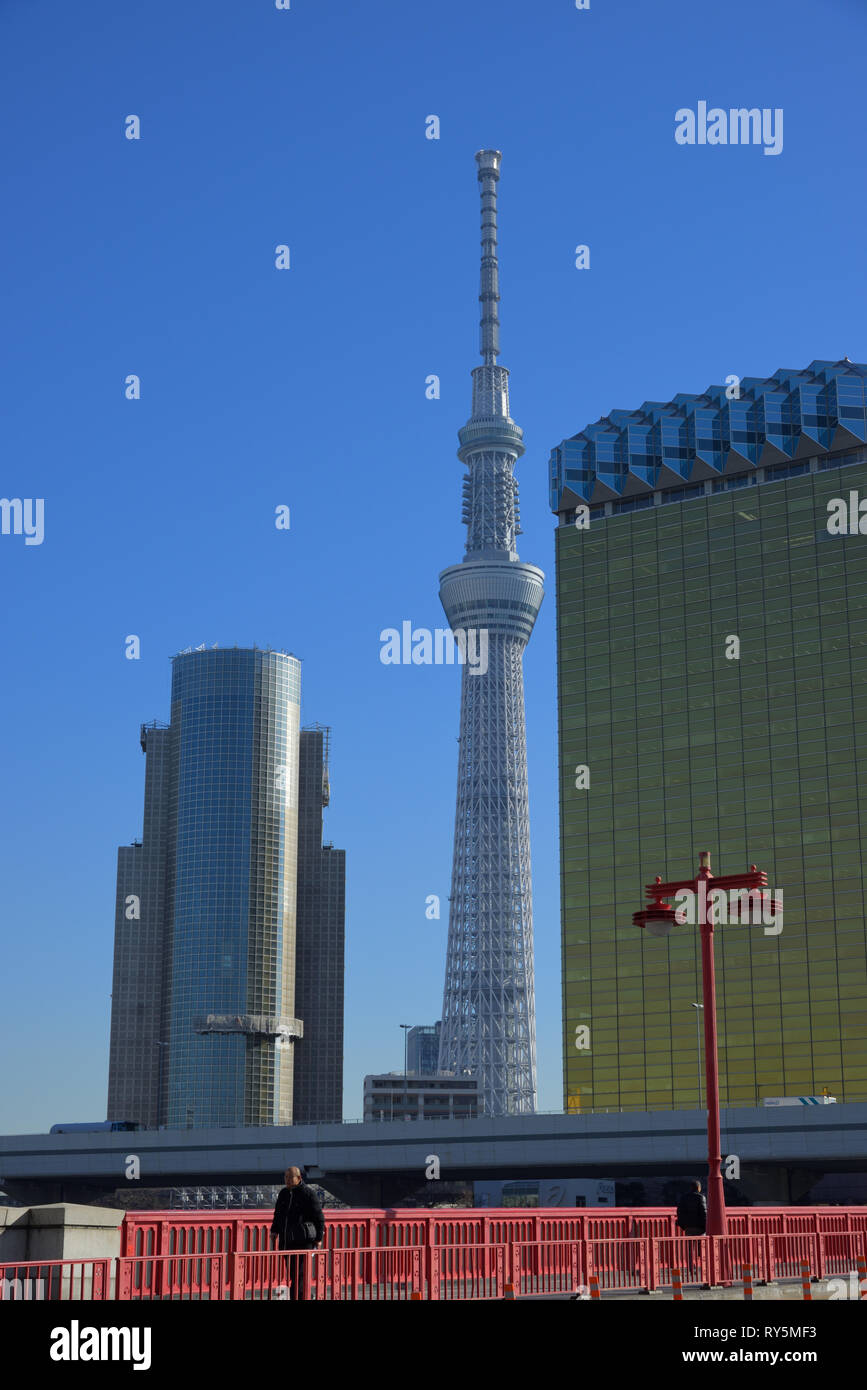 Tokyo Skytree on a crisp winter morning - the 2nd tallest building on earth, Sumida JP Stock Photo