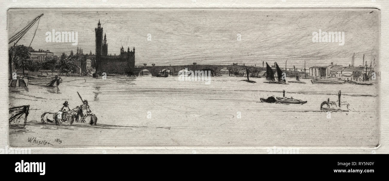 Old Westminster Bridge, 1871. James McNeill Whistler (American