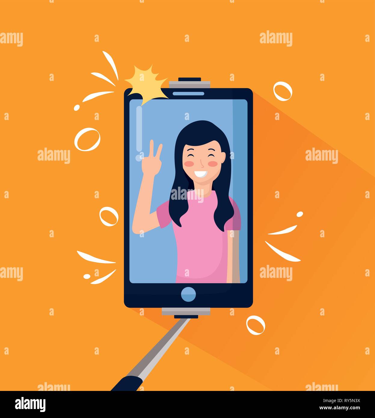 people taking selfie Stock Vector