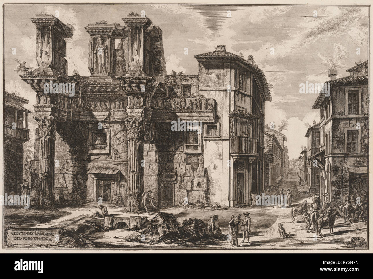 Views of Rome:  Forum of Nerva. Giovanni Battista Piranesi (Italian, 1720-1778). Etching Stock Photo