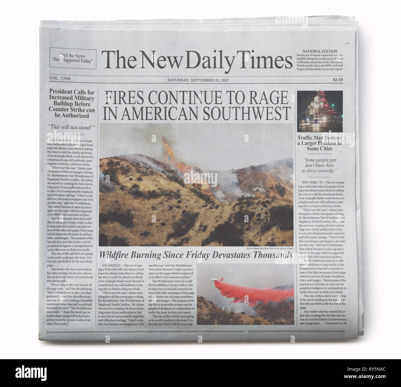 Fake Newspaper Front Page Alt Font Stock Photo - Alamy