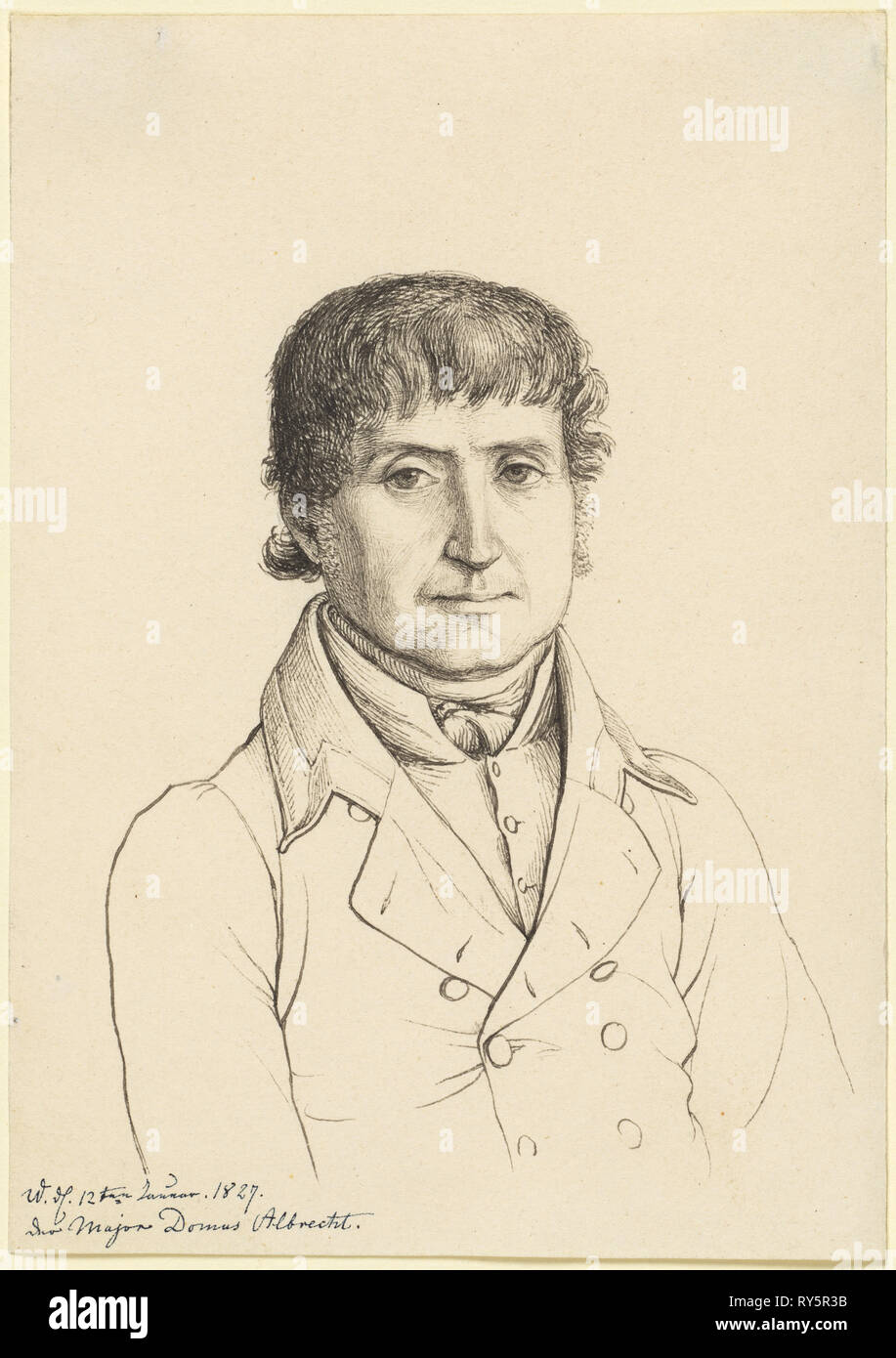 Majordomo Albrecht, 1827. Gerhard Wilhelm von Reutern (German, 1794-1865). Pen and gray and black ink; sheet: 18.1 x 12.8 cm (7 1/8 x 5 1/16 in Stock Photo