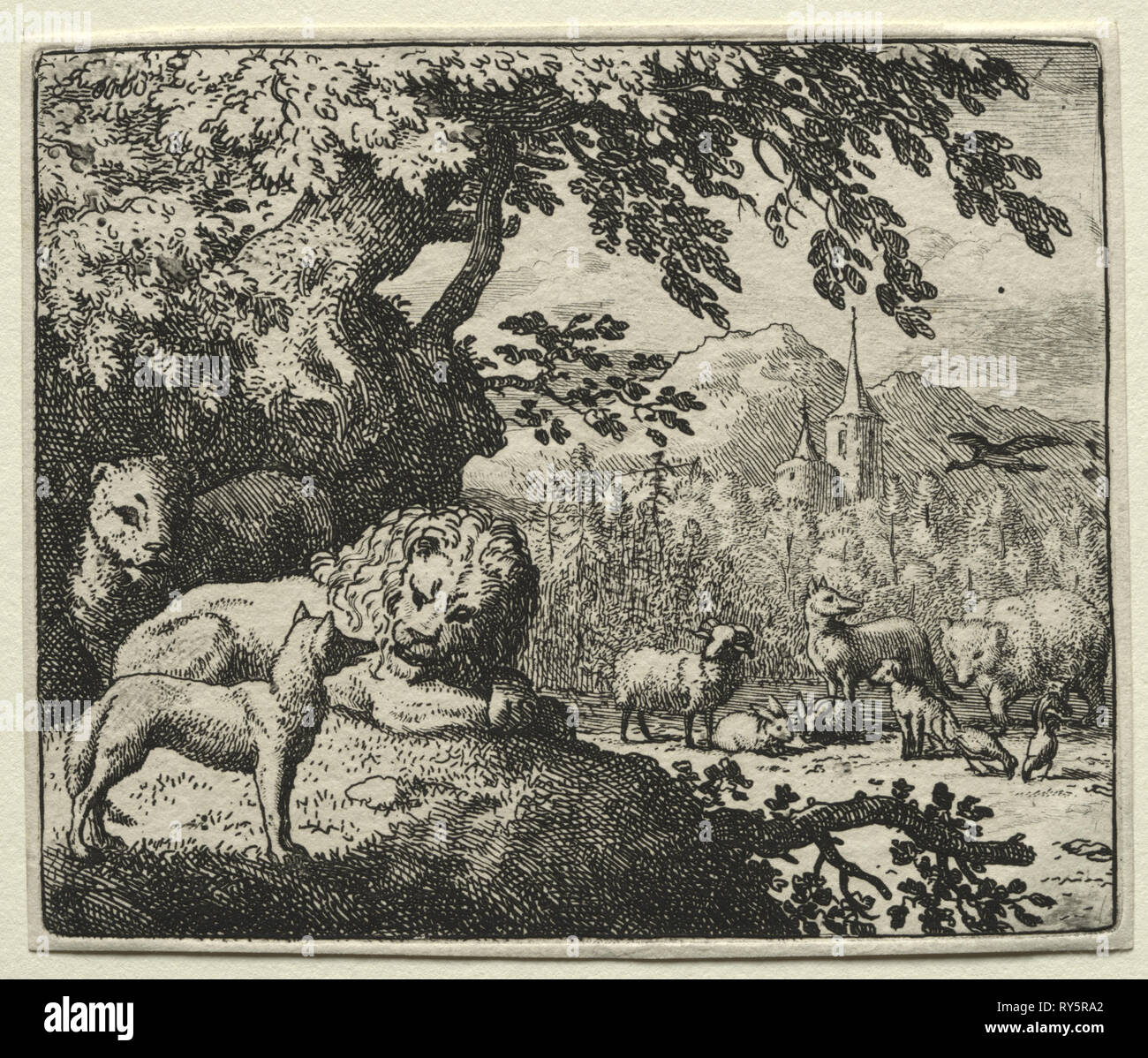 Reynard the Fox:  Reynard Continues His Story. Allart van Everdingen (Dutch, 1621-1675). Etching Stock Photo