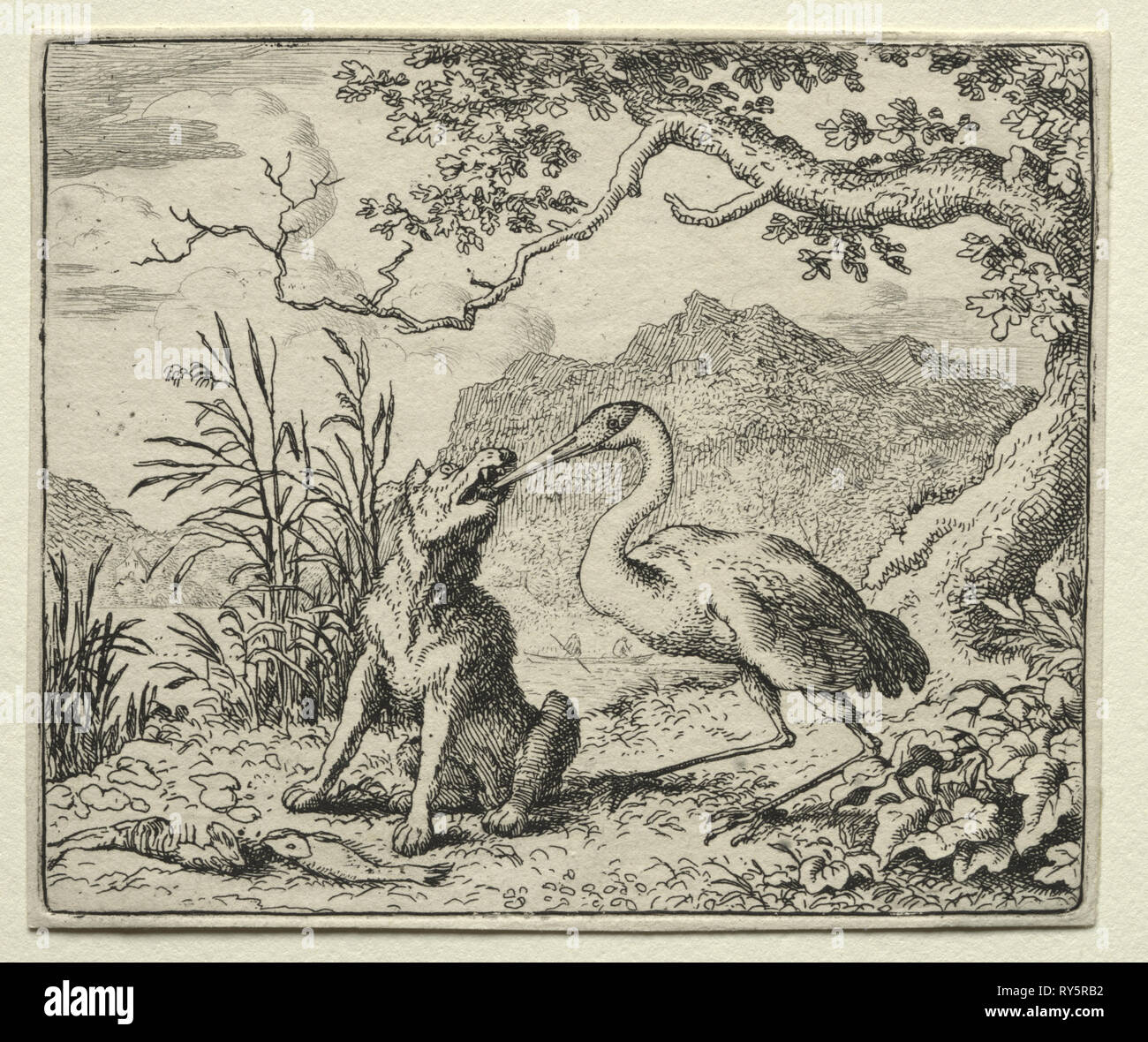 Reynard the Fox:  The Ungrateful Wolf. Allart van Everdingen (Dutch, 1621-1675). Etching Stock Photo