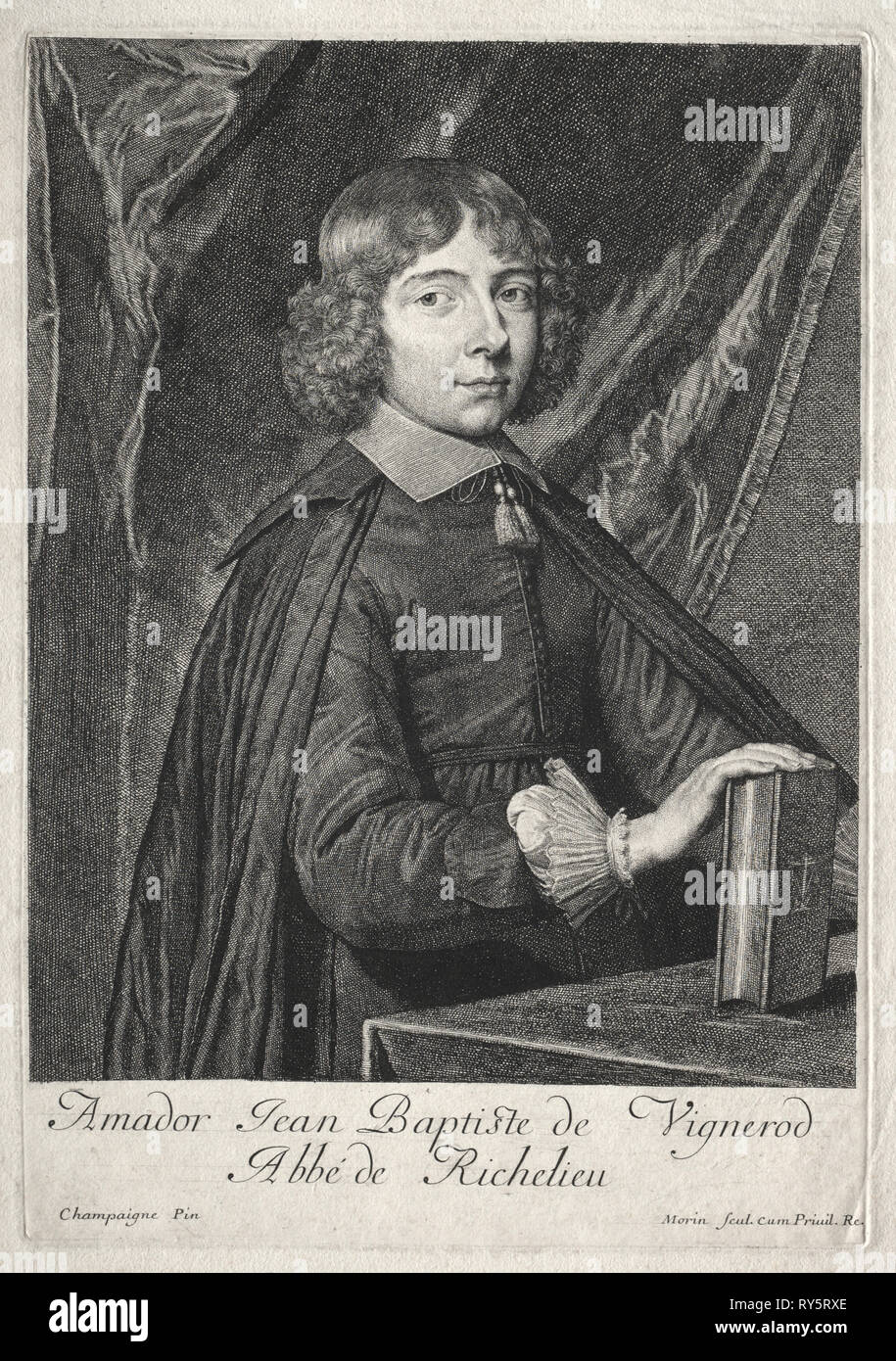 Jean Baptiste de Vignerod. Jean Morin (French, 1600-1650). Etching Stock Photo