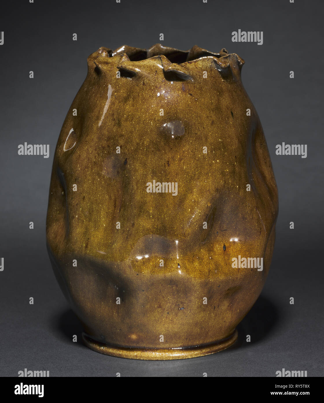 Vase, c. 1900. George E. Ohr (American, 1857-1918). Stoneware; overall: 16.3 x 13 cm (6 7/16 x 5 1/8 in Stock Photo