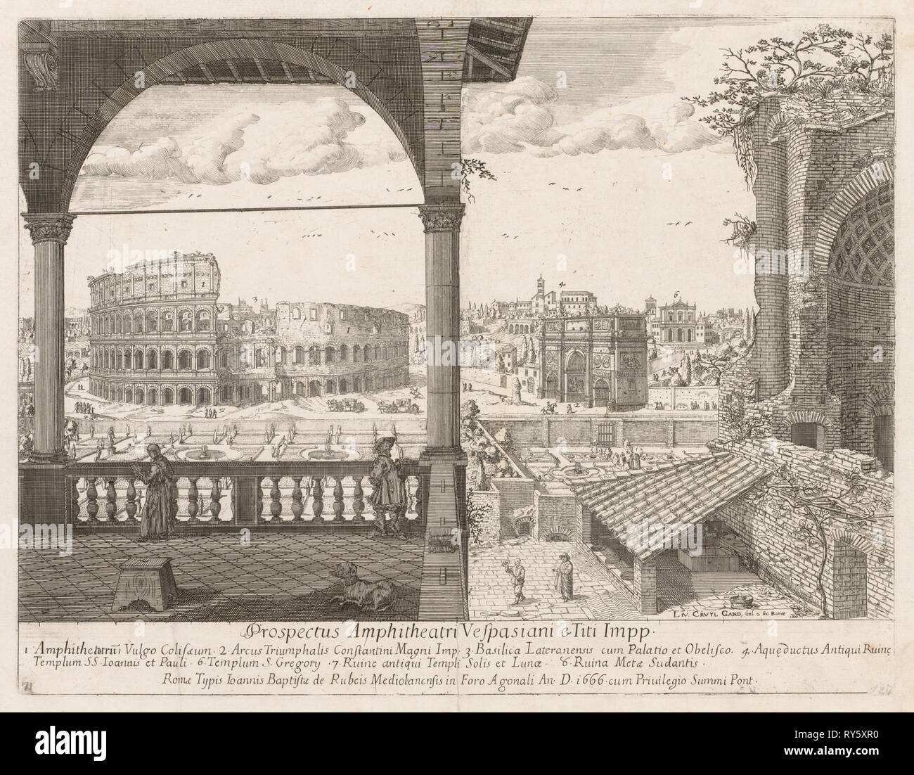 Il Colosseo e l'Arco di Costantino from 'Prospectus Locurum Urbis Romae Insign[ium Stock Photo