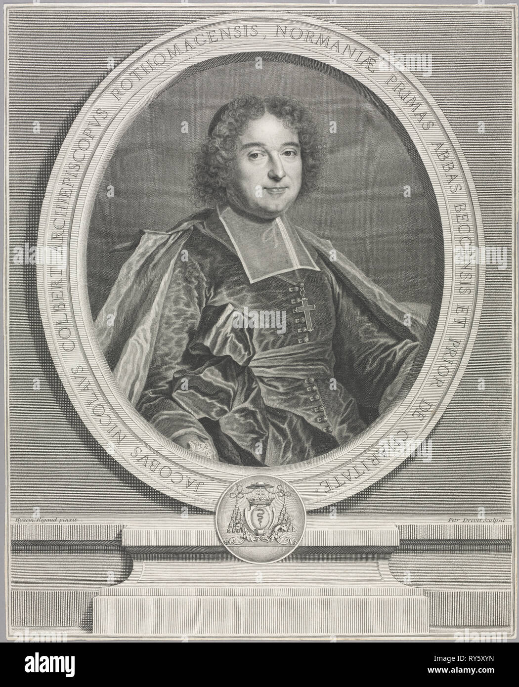 Jacques-Nicolas Colbert. Pierre Drevet (French, 1663-1738). Engraving Stock Photo