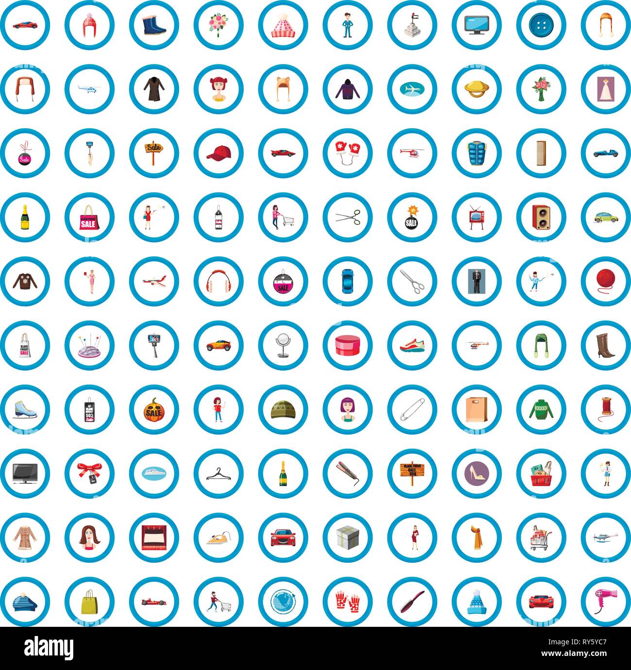 100 fashion icons set, cartoon style Stock Vector Image & Art - Alamy