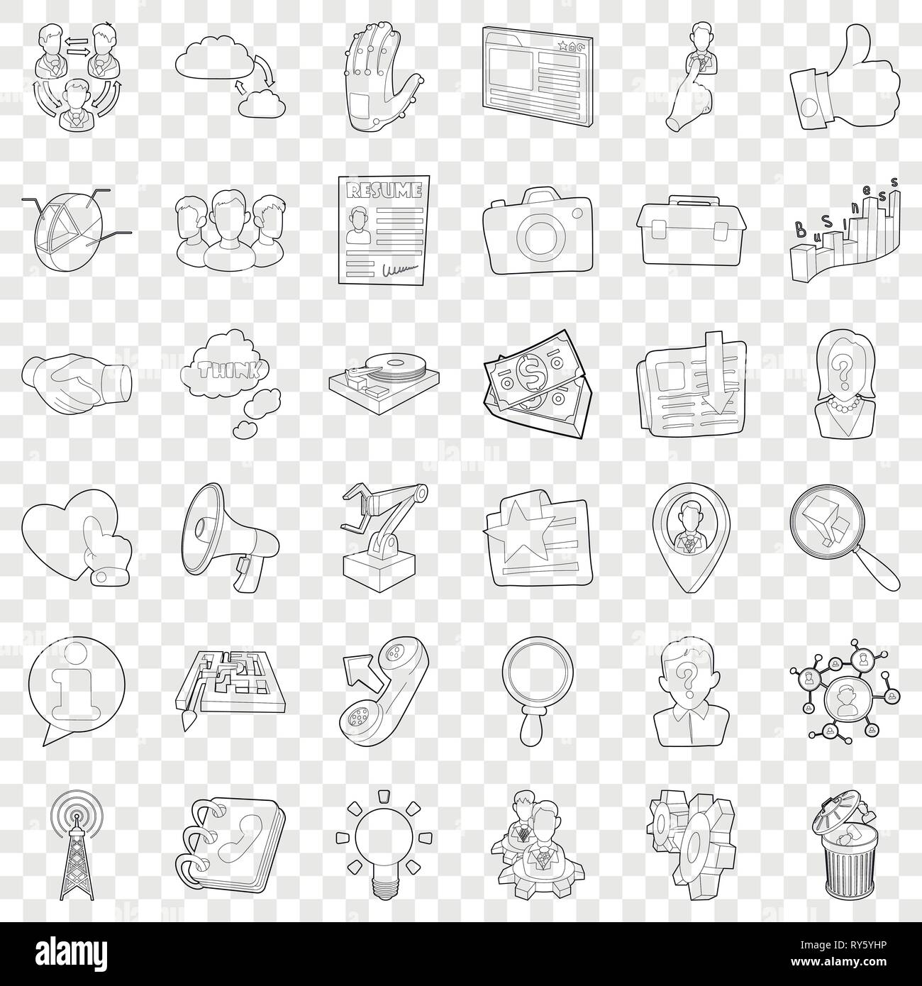 Business icons set, outline style Stock Vector Image & Art - Alamy
