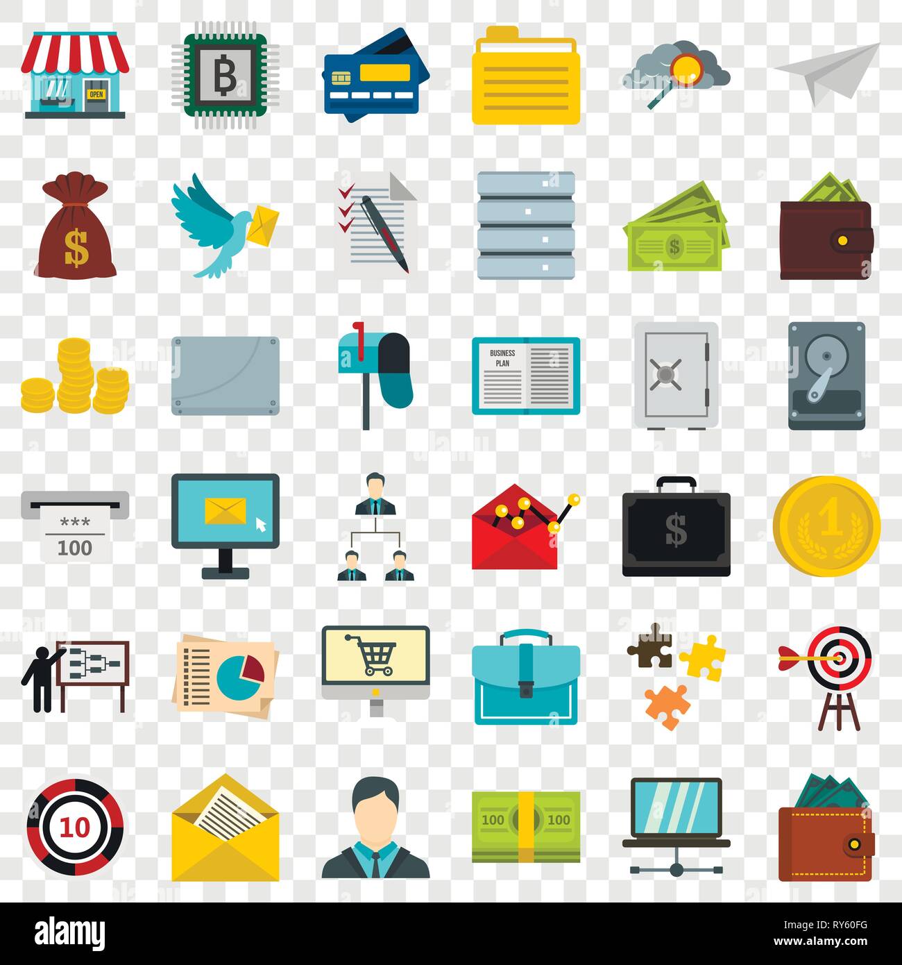 Business icons set, flat style Stock Vector Image & Art - Alamy