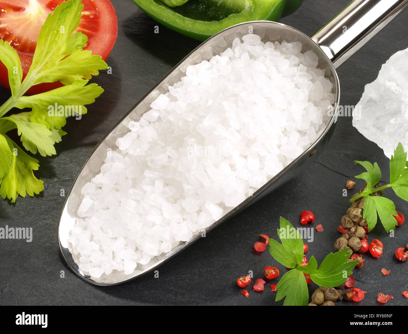 Cooking with Sea Salt - Healthy Nutrition Stock Photo