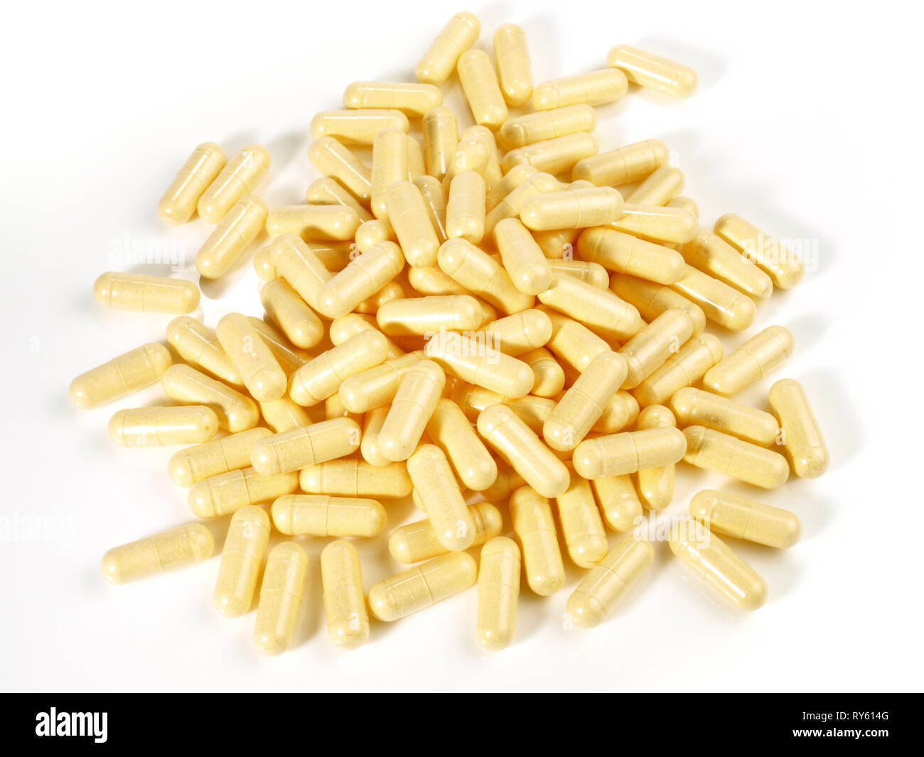 Vitamin B Capsules on white Background Stock Photo Alamy