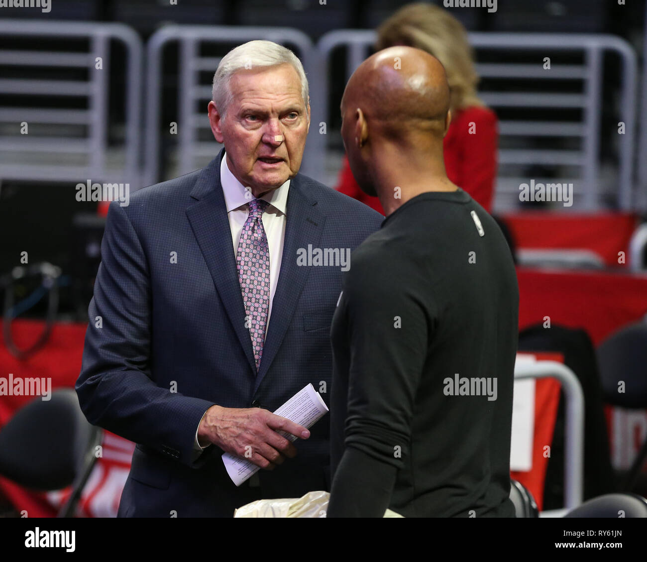 Los Angeles, CA, USA. 11th Mar, 2019. Los Angeles Clippers Jerry West before the Boston Celtics vs Los Angeles Clippers at Staples Center on March 11, 2019. (Photo by Jevone Moore) Credit: csm/Alamy Live News Stock Photo