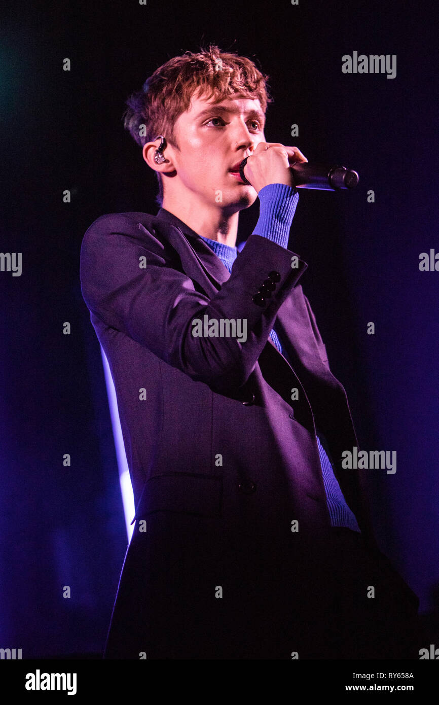 Milan, Italy. 11th Mar, 2019. The Australian pop singer-songwriter actor and Internet personality TROYE SIVAN performs live on stage at Fabrique during the 'Bloom Tour 2019' Credit: Rodolfo Sassano/Alamy Live News Stock Photo
