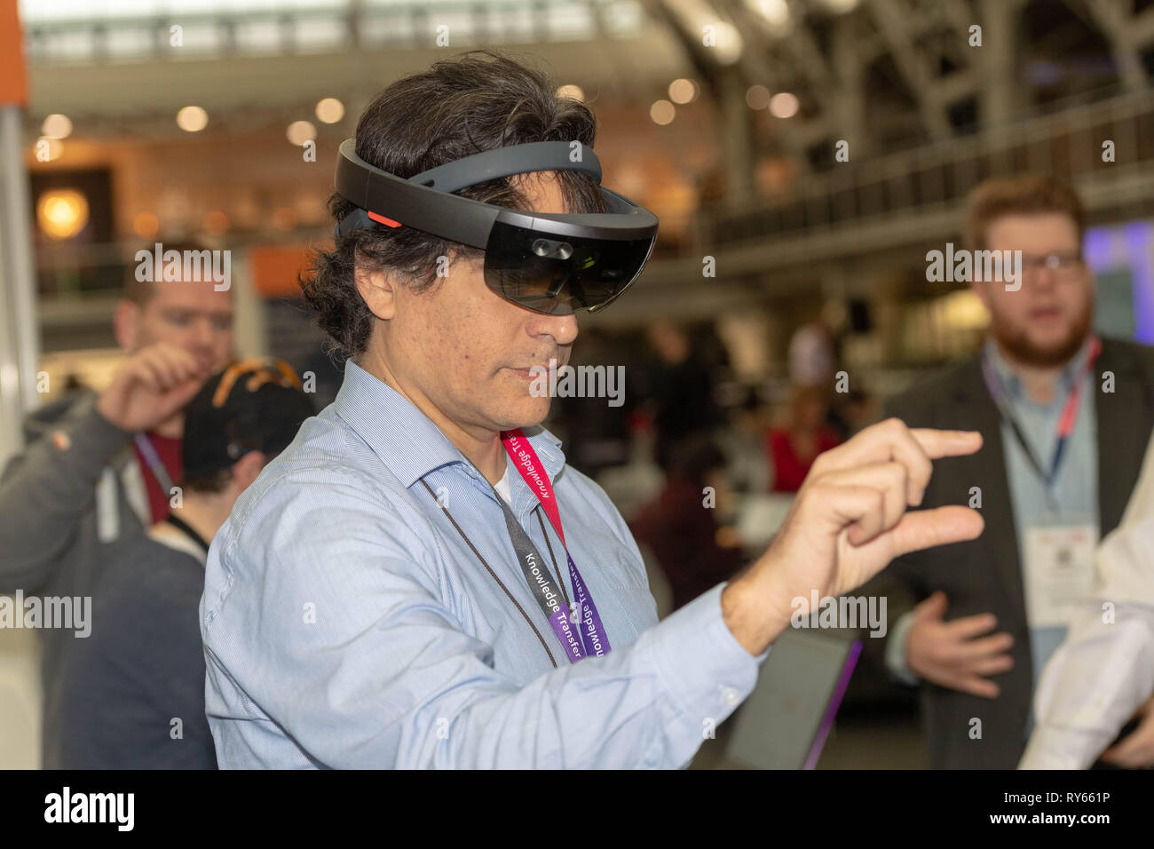 London, UK. 12th March 2019. Augmented reality headset from KitAR at The Wearable Technology Show at the Business Design Centre, The largest dedicated event for connected technology, the show features innovative products from start-ups as well as products from major technology companies and includes the latest in virtual reality and augmented reality devices and software Credit: Ian Davidson/Alamy Live News Stock Photo