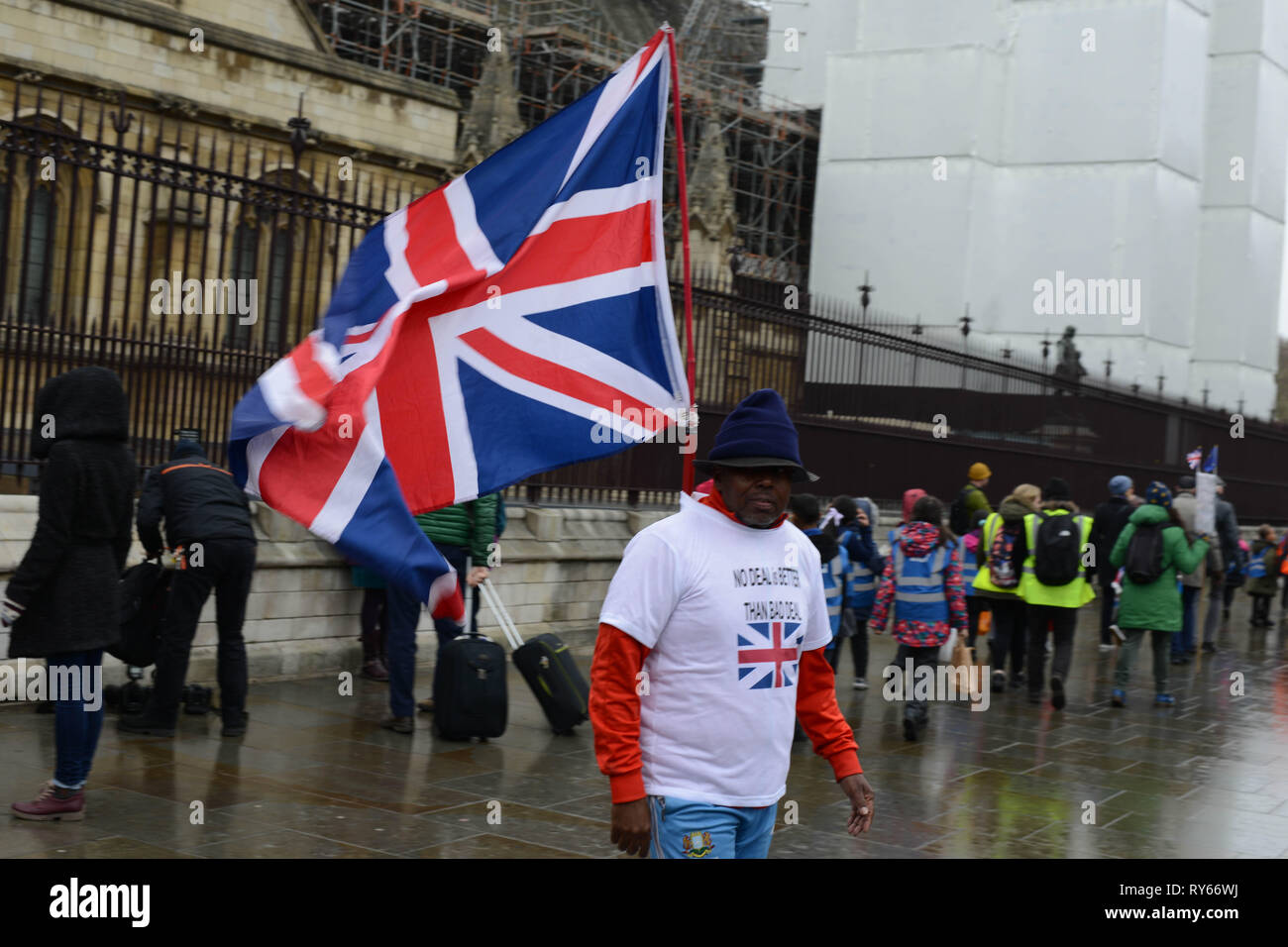 London, UK. 12th March, 2019. Pro-Brexit Activist demonstrate opposite Westminster, London. 12th of March 2019. Credit: Thomas Krych/Alamy Live News Stock Photo