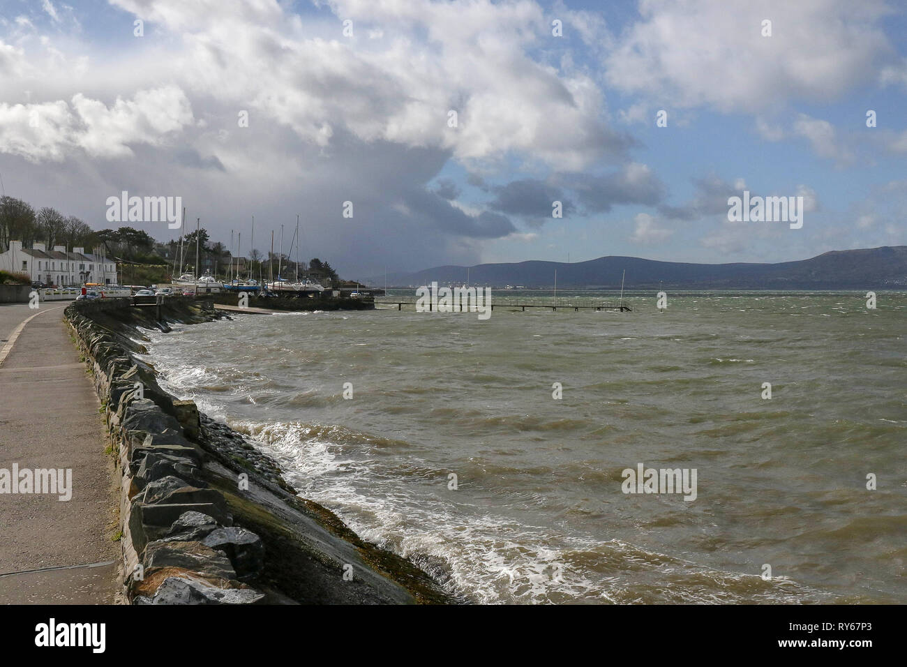 Cultra, County Down, Northern Ireland. 12 March 2019. UK weather - winds increasing and a warning is in place ahead of 50-60 mph winds due later when Storm Gareth arrives later this afternoon. Credit: David Hunter/Alamy Live News. Stock Photo