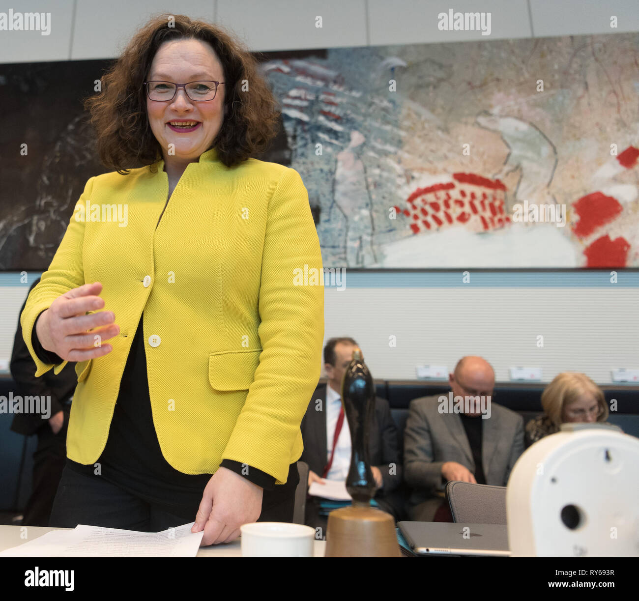 Berlin, Germany. 12th Mar, 2019. Andrea Nahles, leader of the SPD and ...